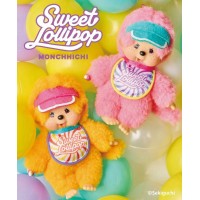 227020+227037 Sweet Lollipop Monchhichi SS Size Keychain Mascot Pink & Orange - PRE-ORDER 