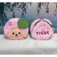 56867 Monchhichi 10 x 10cm Plush Coin Bag with Buckle - Pink Sakura Boy ~ NEW 56867 Monchhichi 10 x 10cm Plush Coin Bag with Buckle - Pink Sakura Boy ~ NEW