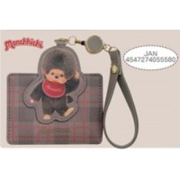 M010-10A Monchhichi Passcase Card Case with Strap Checker Brown M010-10A Monchhichi Passcase Card Case with Strap Checker Brown