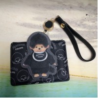 M010-10C Monchhichi Passcase Card Case with Strap BLACK M010-10C Monchhichi Passcase Card Case with Strap BLACK